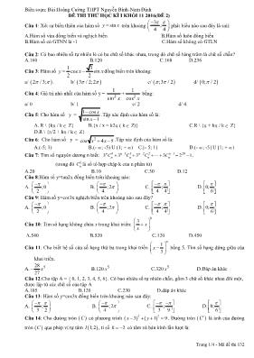 Đề thi thử học kì I khối 11 môn Toán